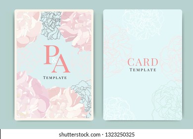 Wedding Invitation, floral invite thank you, rsvp modern card Design in pink rose with gold text and leaf greenery branches decorative Vector elegant rustic template