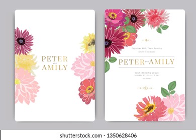 Wedding Invitation, floral invite thank you, rsvp modern card Design in flower with leaf greenery  branches decorative Vector elegant rustic template
