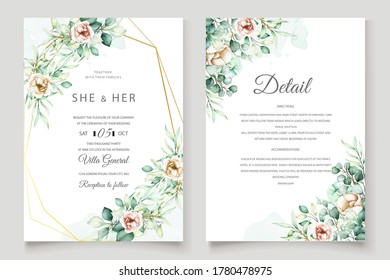 Wedding Invitation, floral invite thank you, modern card Design Vector template