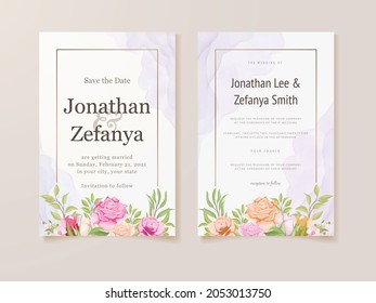 Wedding Invitation Floral and Leaf Design