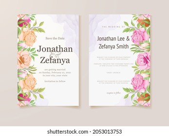 Wedding Invitation Floral and Leaf Design