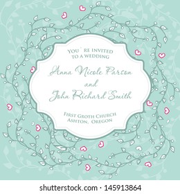 Wedding invitation with floral ornament 