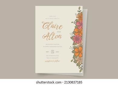 Wedding invitation with floral outline
