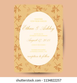 wedding invitation with floral pattern frame