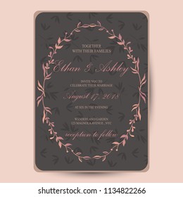 wedding invitation with floral pattern frame