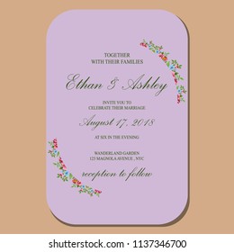 wedding invitation with floral pattern frame