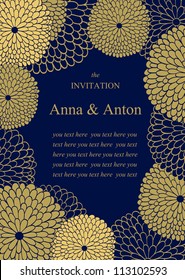 Wedding invitation. Floral romantic vector background. Frame with flowers and text.