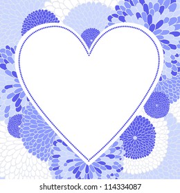 Wedding invitation. Floral romantic vector background with heart. Frame in the form of heart.
