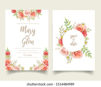 Wedding invitation with floral roses