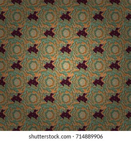 Wedding invitation. Floral seamless pattern. Abstract vector flowers in orange, beige and green colors. Abstract floral background. Greeting card.