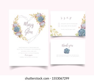 Wedding invitation with floral succulent
