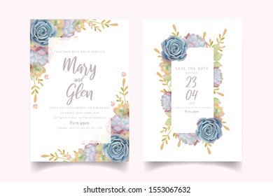 Wedding invitation with floral succulent
