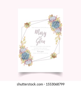 Wedding invitation with floral succulent
