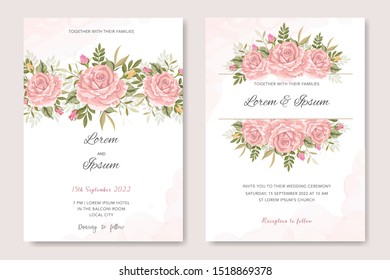 wedding invitation with floral vector