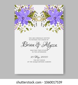 Wedding invitation floral vector background template