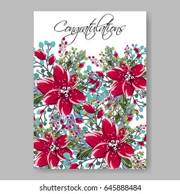 Wedding invitation floral vector card template