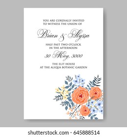 Wedding invitation floral vector card template