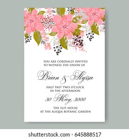 Wedding invitation floral vector card template