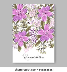 Wedding invitation floral vector card template