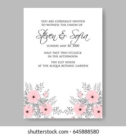 Wedding invitation floral vector card template