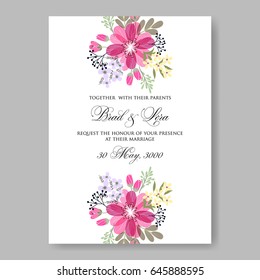 Wedding invitation floral vector card template