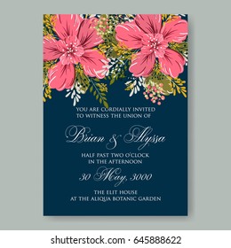 Wedding invitation floral vector card template
