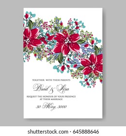 Wedding invitation floral vector card template