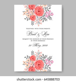 Wedding invitation floral vector card template
