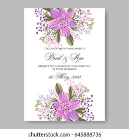 Wedding invitation floral vector card template