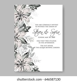 Wedding invitation floral vector card template
