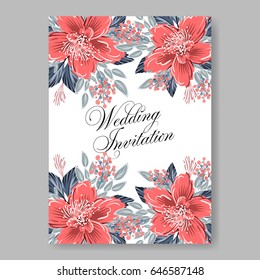 Wedding invitation floral vector card template