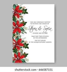 Wedding invitation floral vector card template