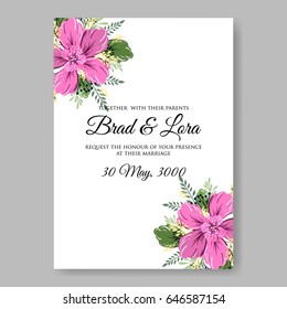 Wedding invitation floral vector card template