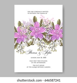 Wedding invitation floral vector card template