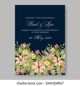 Wedding invitation floral vector printable template card