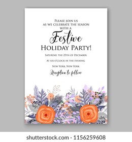 Wedding invitation floral vector template rose peony anemone greenery