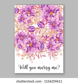 Wedding invitation floral vector template rose peony anemone greenery