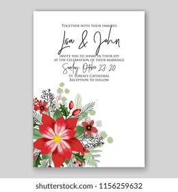 Wedding invitation floral vector template rose peony anemone greenery