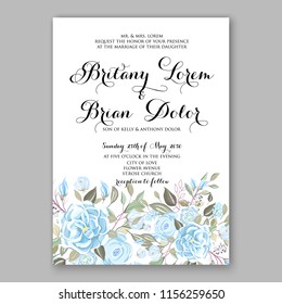 Wedding invitation floral vector template rose peony anemone greenery