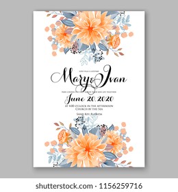 Wedding invitation floral vector template sunflower greenery