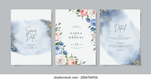 wedding invitation with floral and watercolor