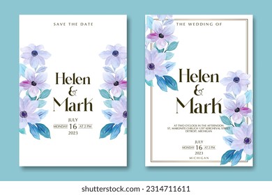 Wedding Invitation With Floral Watercolor