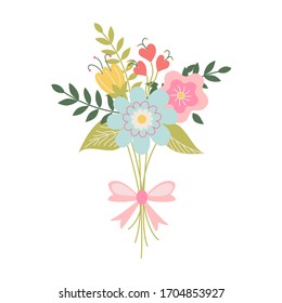 Wedding Invitation flower bouqet on white background