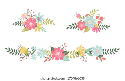 Wedding Invitation flower bouqet on white background