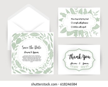 wedding invitation flower card Templates,Set of invitations with floral background.