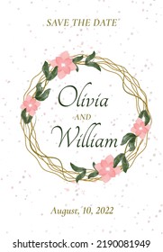 Wedding Invitation with Flower Frame