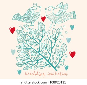 Wedding invitation. Flower pattern