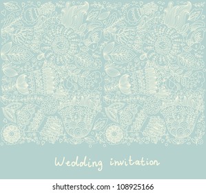 Wedding invitation. Flower pattern