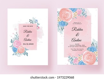 wedding invitation with flower Ranunculus romantic