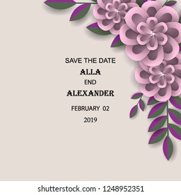 Wedding invitation flower template Marriage ceremony ornament Floral poster Vector decorative greeting card, bridal shower invitation baby shower invite background